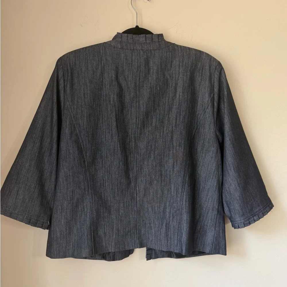 DRESSBARN Blue Open Front “Jean Jacket “ Lined Blazer Jacket XL - Picture 3 of 4
